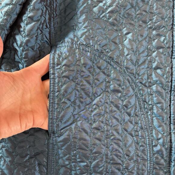 Chico's Women Turquoise Blue Lightweight Quilted Jacket Coat Size 3 (XL) - Picture 5 of 14
